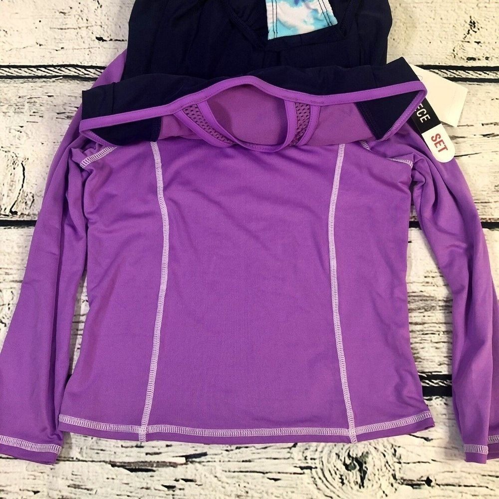 Zero Exposure‎ Swim Set Youth Girls Long Sleeve Rash Guard Swimsuit [10-12] NEW - Picture 2 of 5